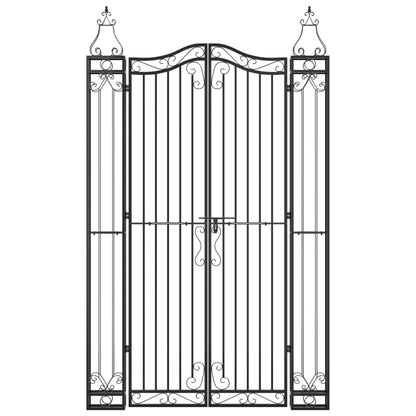 Cancello da Giardino Nero 121x8x200 cm in Ferro Battuto | homemem39