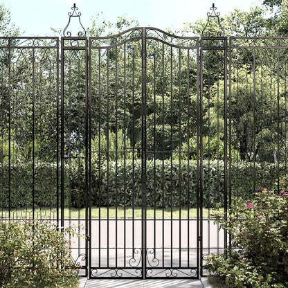 Cancello da Giardino Nero 121x8x200 cm in Ferro Battuto | homemem39