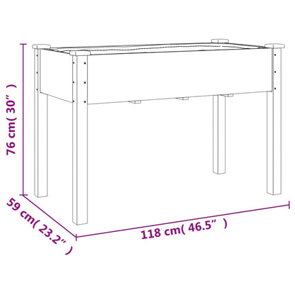 Fioriera con Fodera 118x59x76 cm Legno Massello di Abete - homemem39