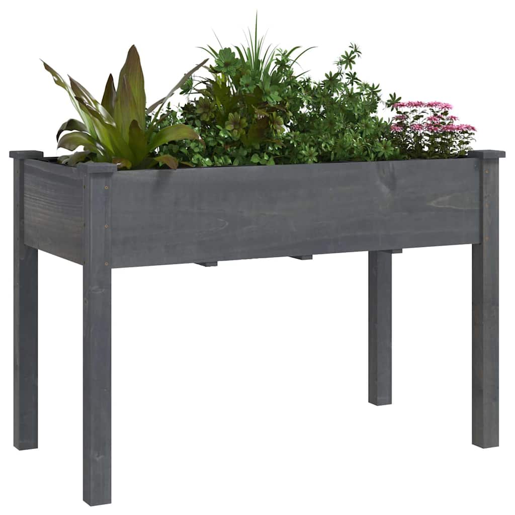 Fioriera con Fodera Grigia 118x59x76cm Legno Massello di Abete | homemem39