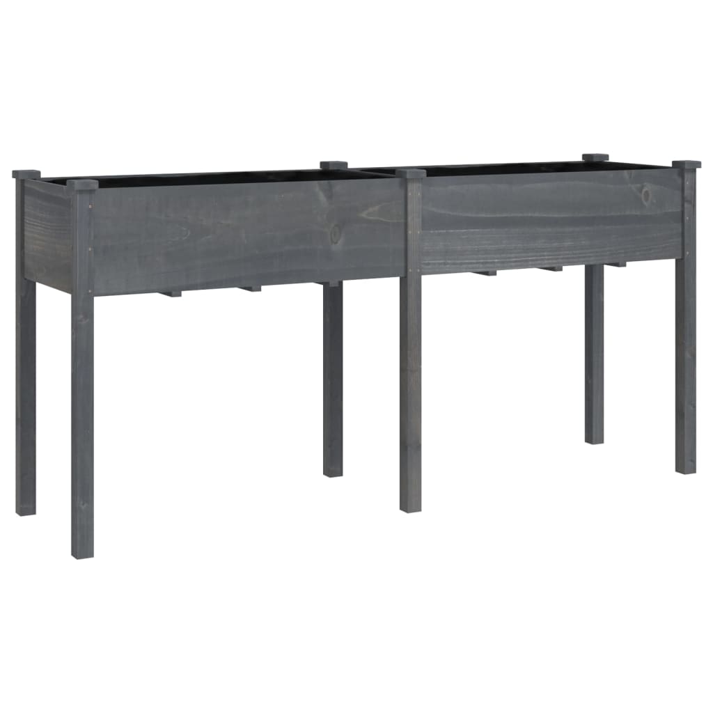 Fioriera con Fodera Grigia 161x45x76cm Legno Massello di Abete | homemem39