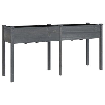 Fioriera con Fodera Grigia 161x45x76cm Legno Massello di Abete | homemem39