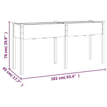 Fioriera con Fodera Grigia 161x45x76cm Legno Massello di Abete | homemem39