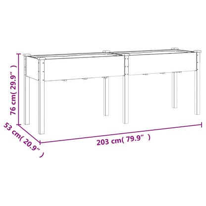 Fioriera con Fodera Grigia 203x53x76cm Legno Massello di Abete