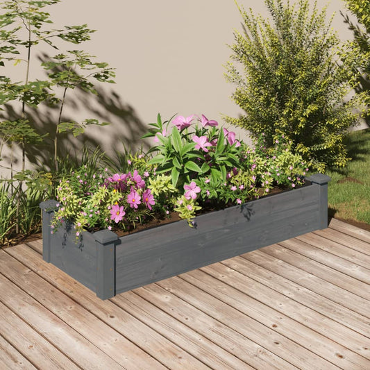 Fioriera Giardino con Fodera Grigia 120x45x25cm Massello Abete - homemem39
