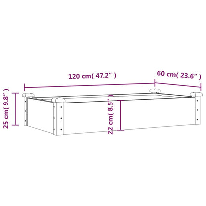 Fioriera Giardino con Fodera Marrone 120x60x25cm Massello Abete