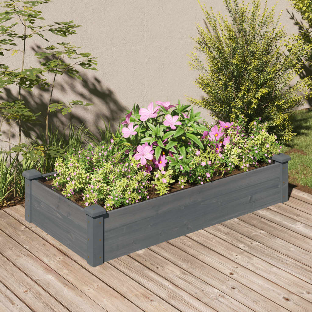 Fioriera Giardino con Fodera Grigia 120x60x25cm Massello Abete - homemem39