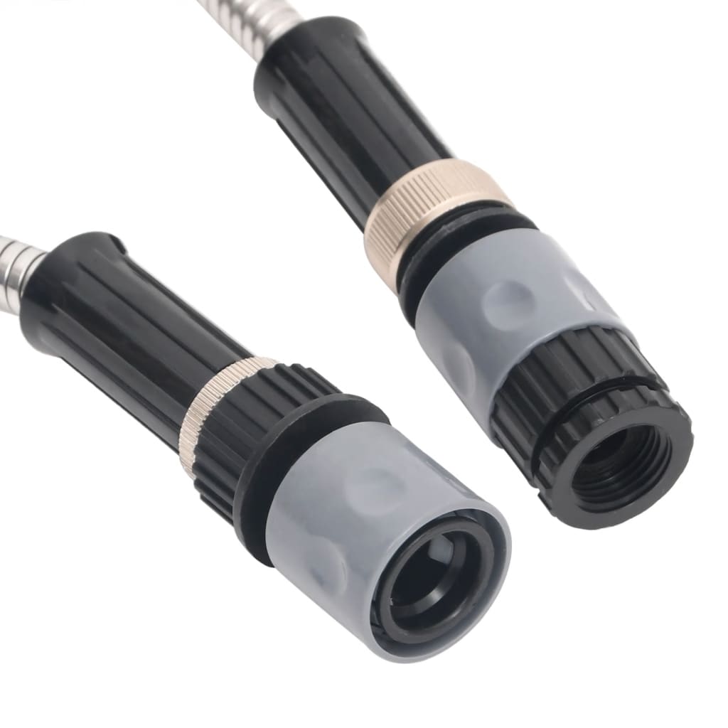 Tubo da Giardino con Ugello Spray Argento 0,6" 15 m in Acciaio - homemem39