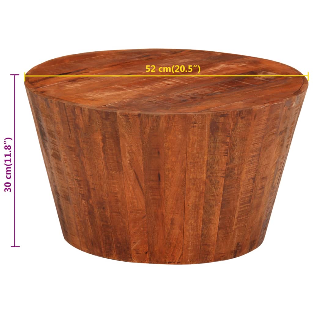 Tavolino da Salotto Ø52x30 cm Legno Grezzo Massello di Mango | homemem39