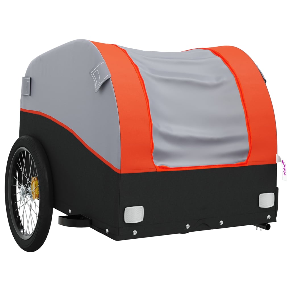 Rimorchio da Bici Nero e Arancione 30 kg in Ferro