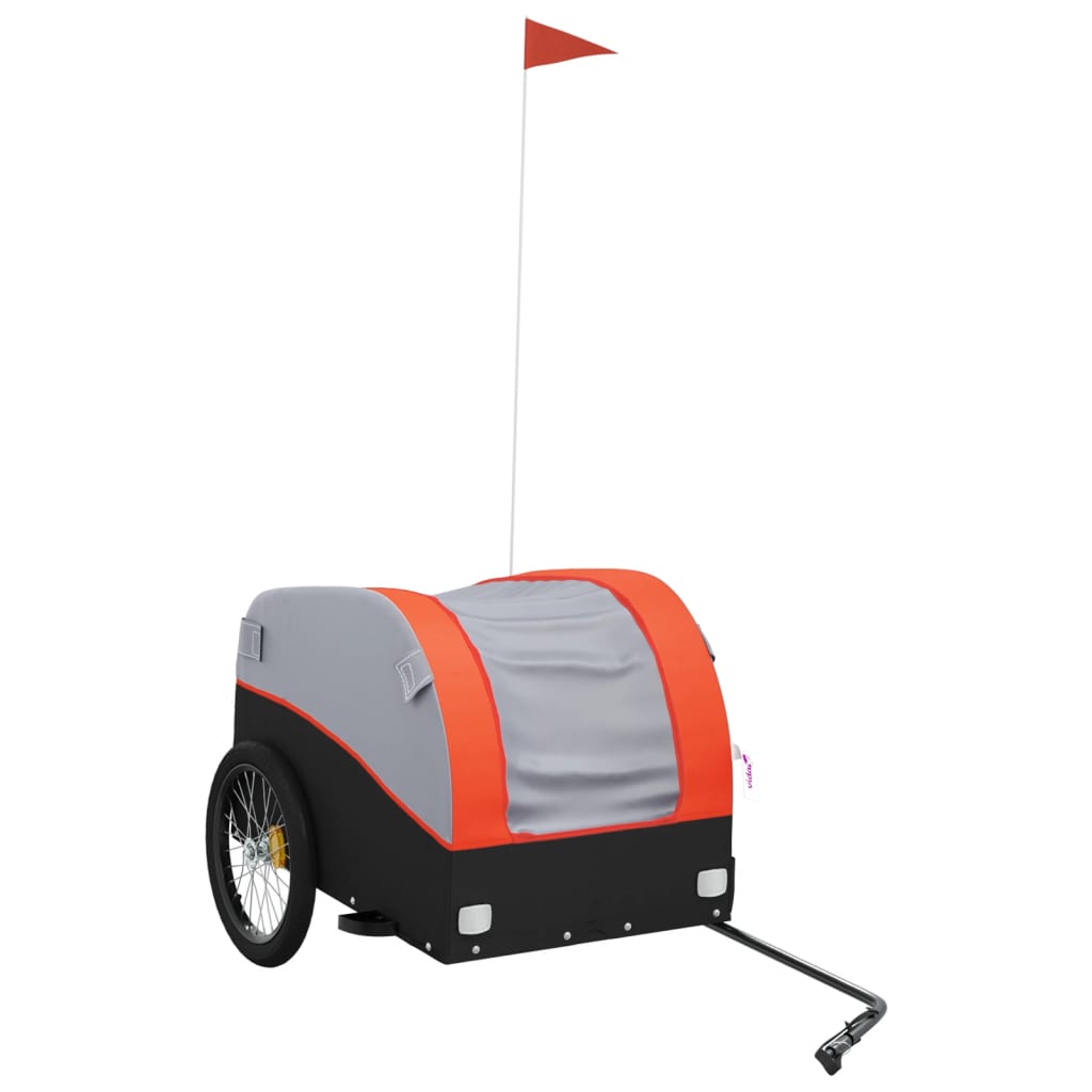 Rimorchio da Bici Nero e Arancione 45 kg in Ferro | homemem39