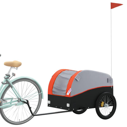 Rimorchio da Bici Nero e Arancione 45 kg in Ferro | homemem39