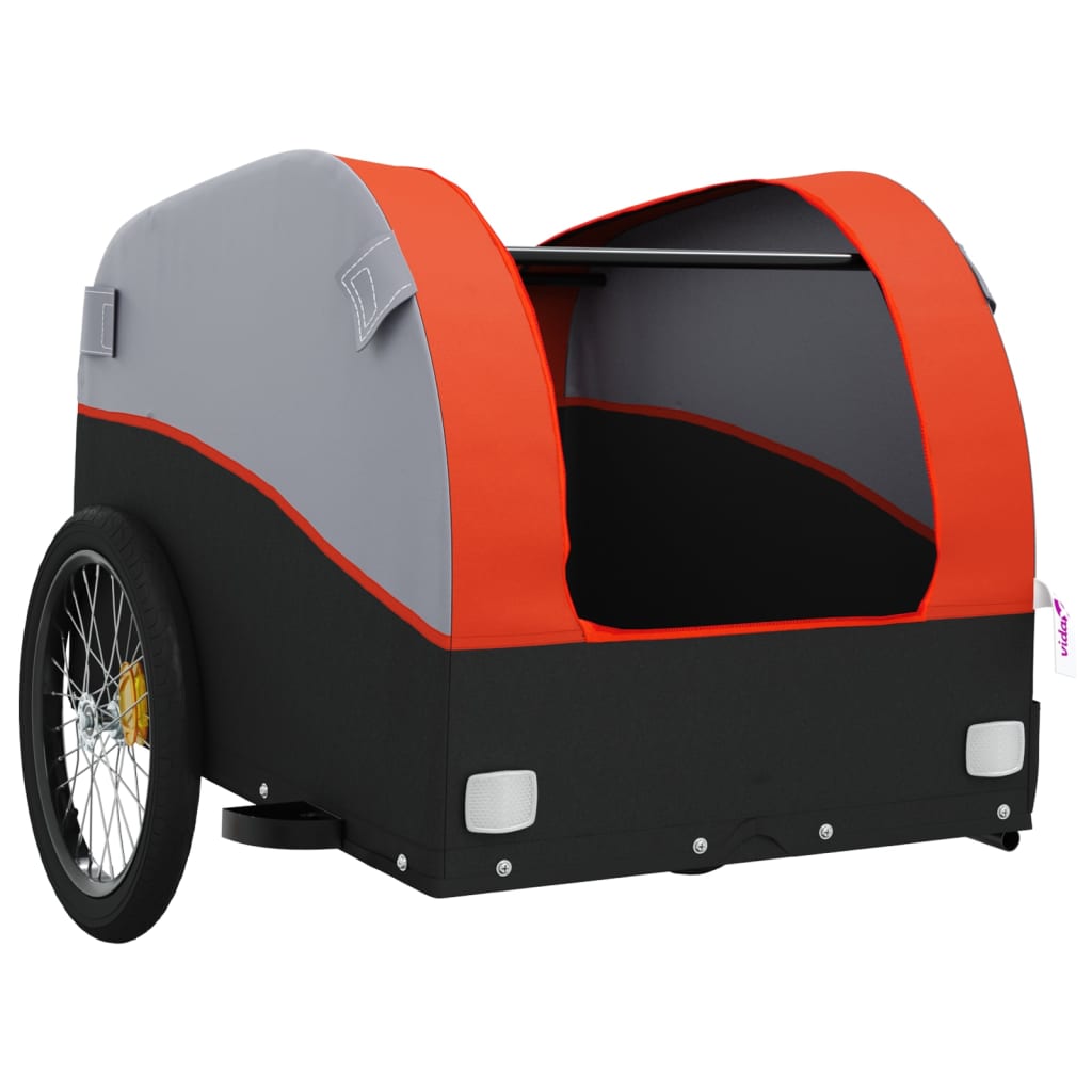 Rimorchio da Bici Nero e Arancione 45 kg in Ferro | homemem39