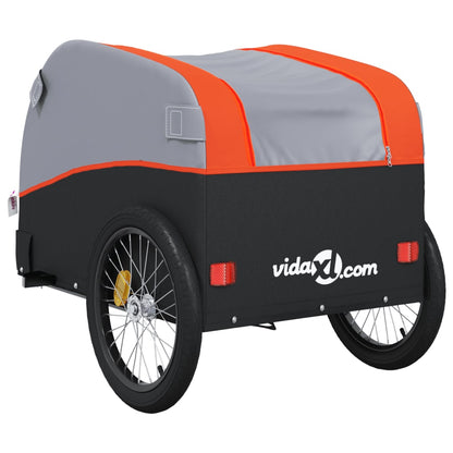 Rimorchio da Bici Nero e Arancione 45 kg in Ferro | homemem39