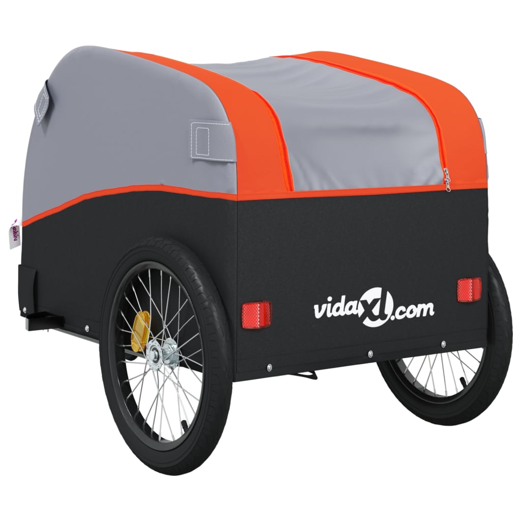 Rimorchio da Bici Nero e Arancione 30 kg in Ferro | homemem39