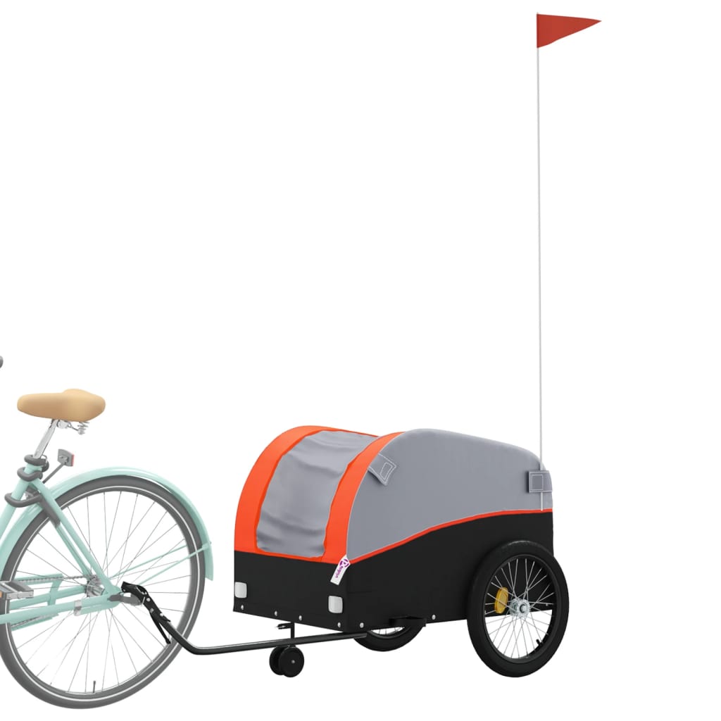 Rimorchio da Bici Nero e Arancione 45 kg in Ferro | homemem39