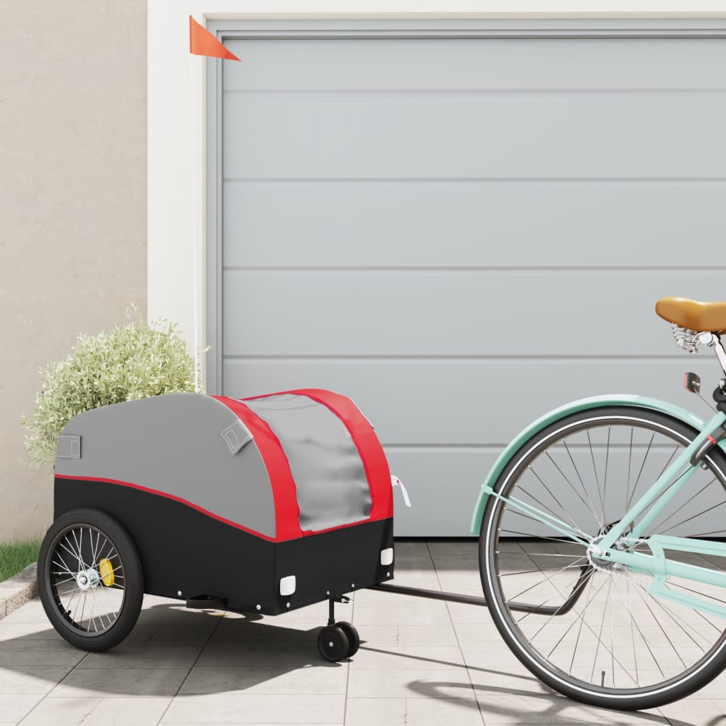 Rimorchio da Bici Nero e Rosso 45 kg in Ferro | homemem39