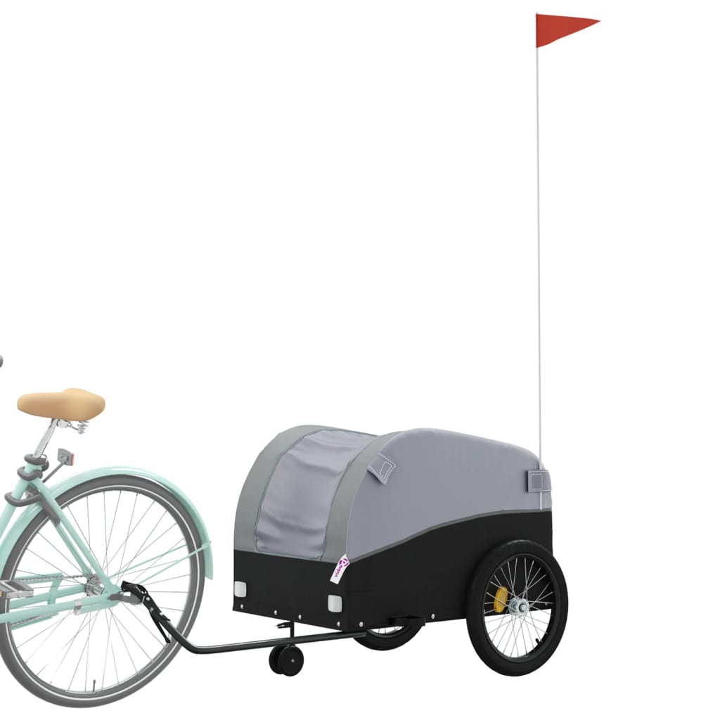 Rimorchio da Bici Nero e Grigio 45 kg in Ferro | homemem39