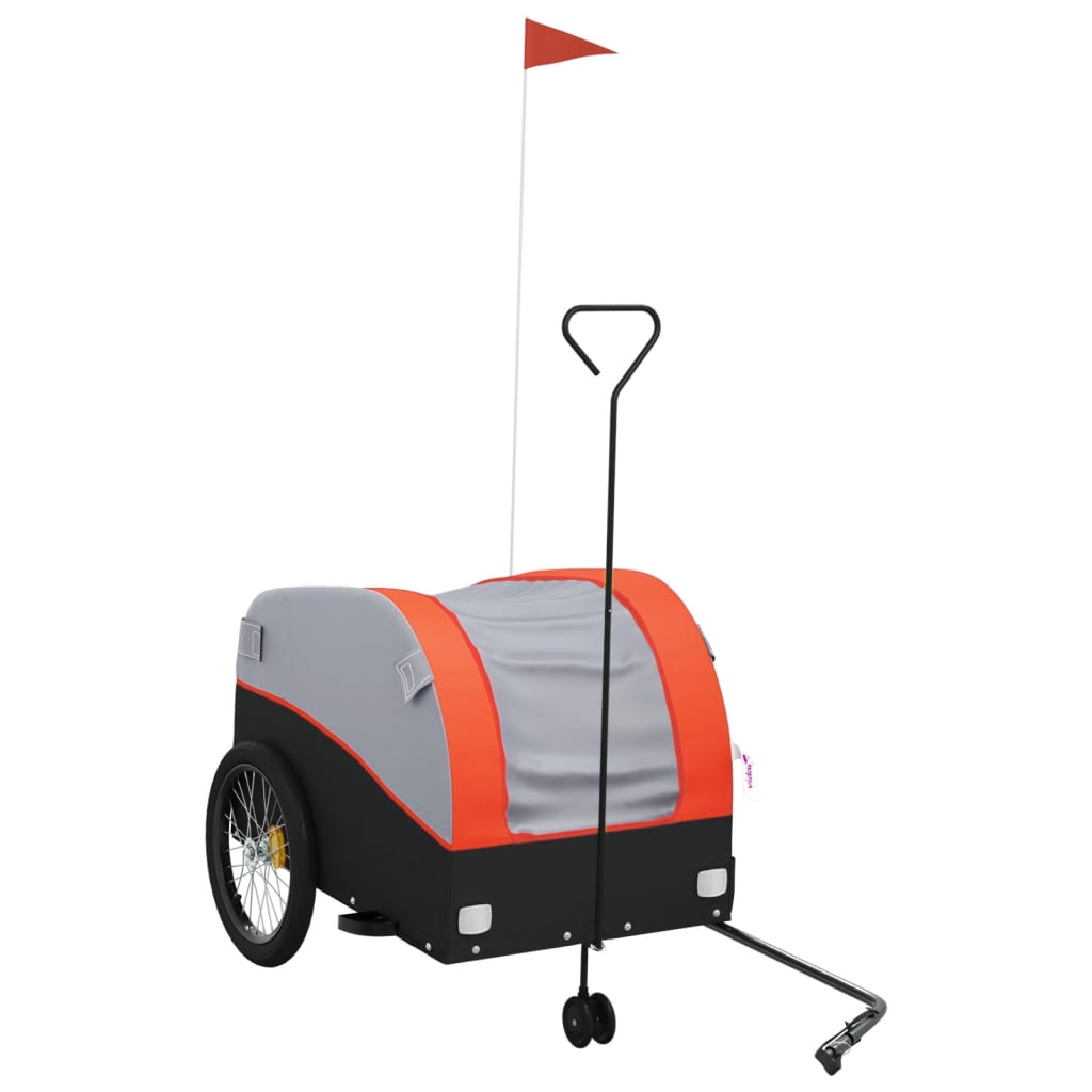 Rimorchio da Bici Nero e Arancione 45 kg in Ferro | homemem39