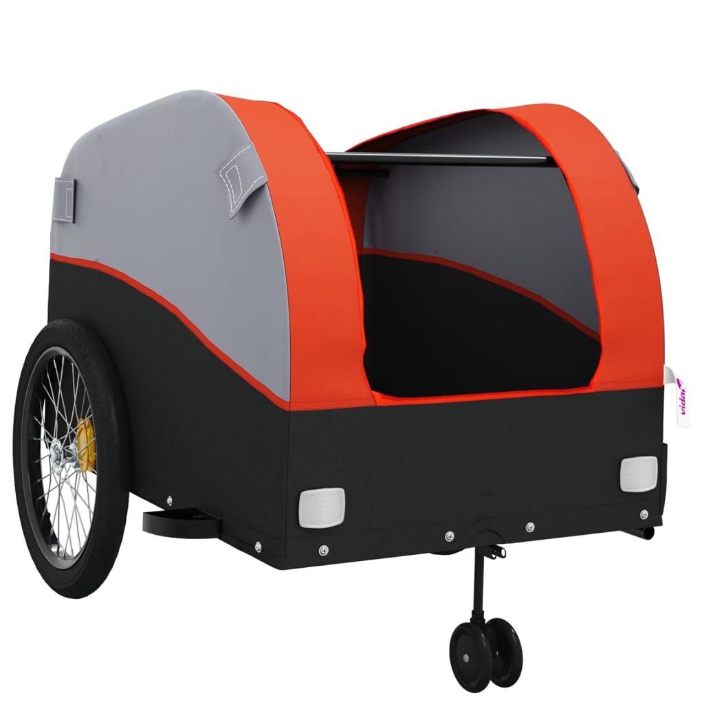 Rimorchio da Bici Nero e Arancione 45 kg in Ferro | homemem39