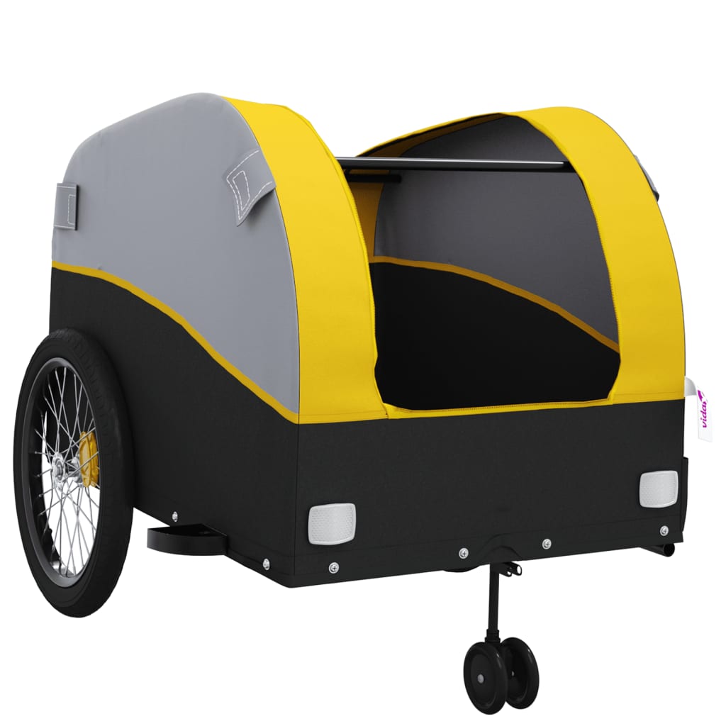 Rimorchio da Bici Nero e Giallo 45 kg in Ferro | homemem39