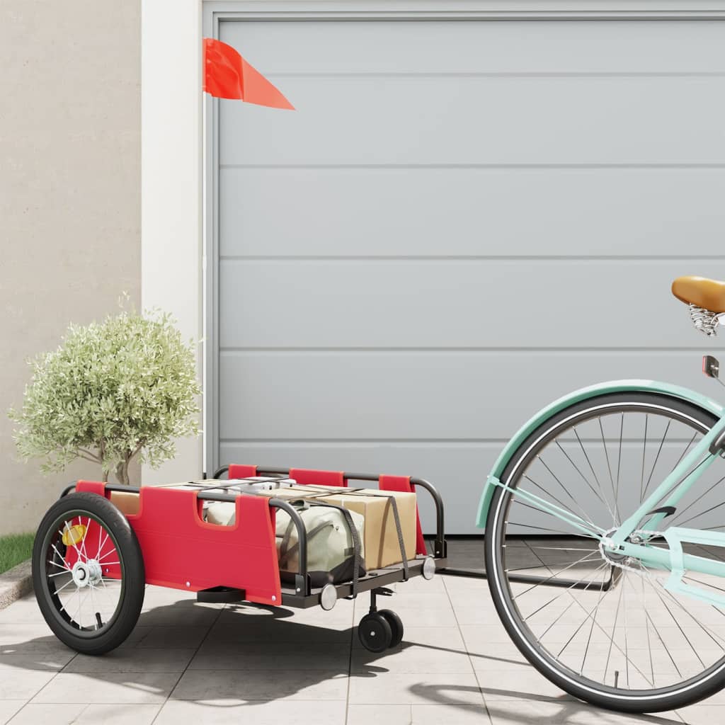 Rimorchio da Bici Rosso Oxford e Ferro | homemem39