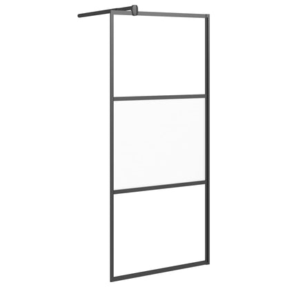 Parete Doccia Walk in Mensola Nera 90x195cm Vetro ESG Alluminio