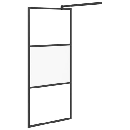 Parete Doccia Walk in Mensola Nera 90x195cm Vetro ESG Alluminio