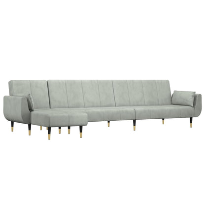 Divano Letto a L Grigio Chiaro 275x140x70 cm in Velluto | homemem39