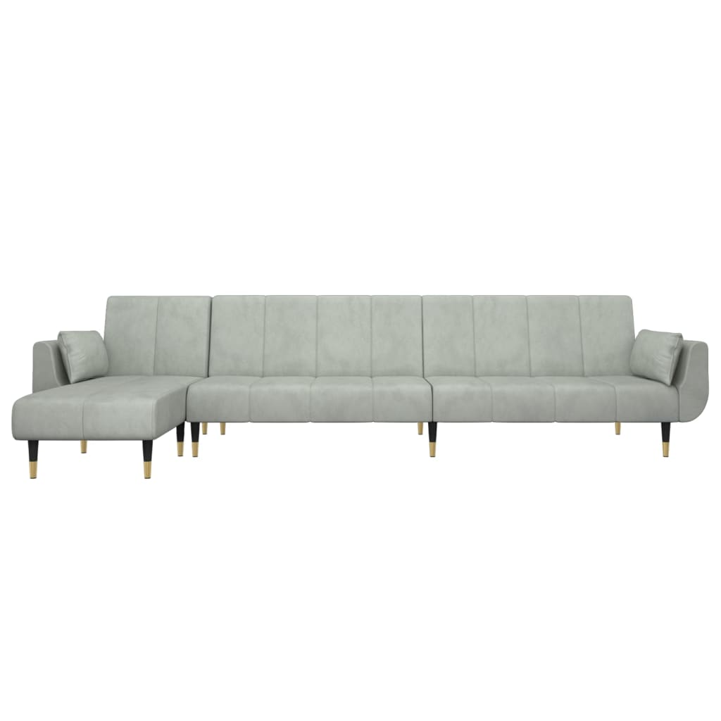 Divano Letto a L Grigio Chiaro 275x140x70 cm in Velluto | homemem39