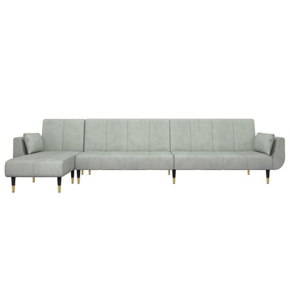Divano Letto a L Grigio Chiaro 275x140x70 cm in Velluto | homemem39