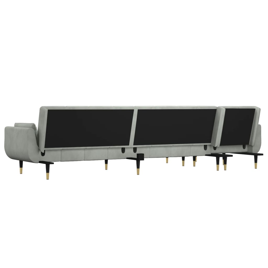 Divano Letto a L Grigio Chiaro 275x140x70 cm in Velluto | homemem39