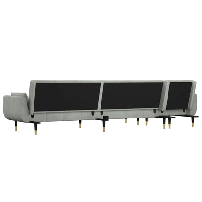 Divano Letto a L Grigio Chiaro 275x140x70 cm in Velluto | homemem39