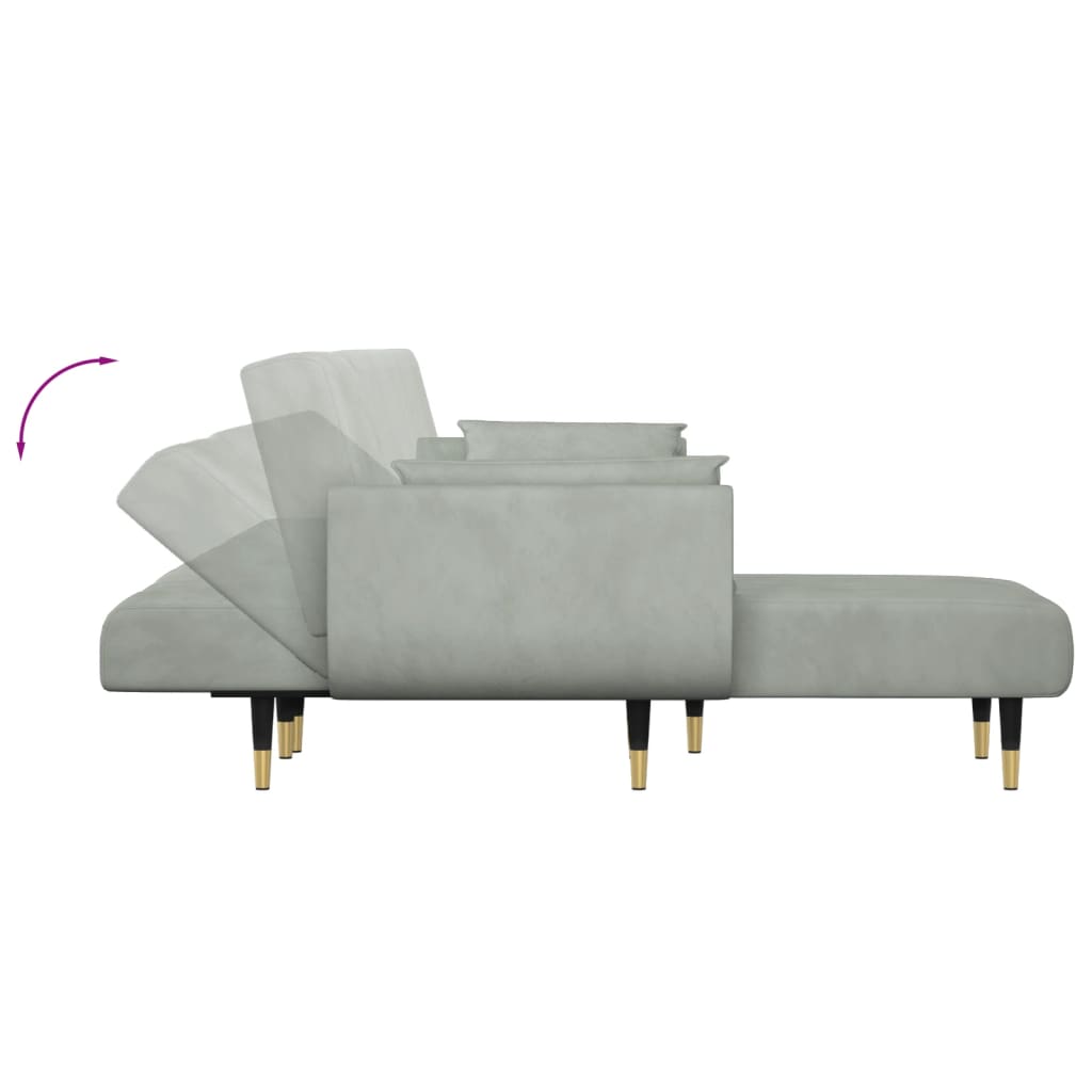 Divano Letto a L Grigio Chiaro 275x140x70 cm in Velluto | homemem39