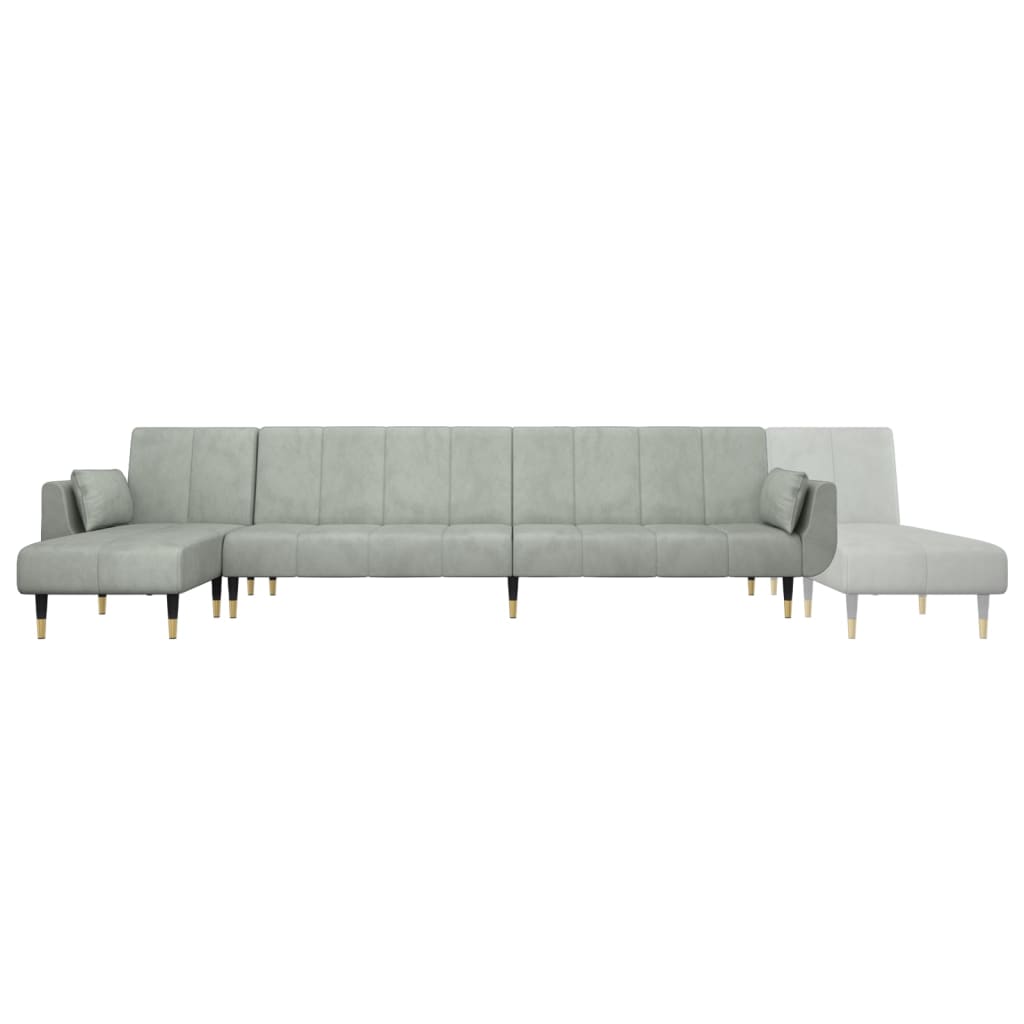 Divano Letto a L Grigio Chiaro 275x140x70 cm in Velluto | homemem39
