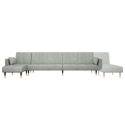 Divano Letto a L Grigio Chiaro 275x140x70 cm in Velluto | homemem39