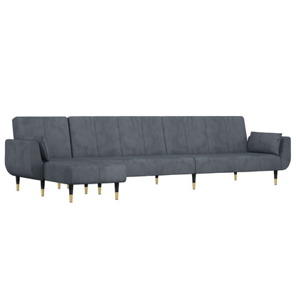 Divano Letto a L Grigio Scuro 275x140x70 cm in Velluto | homemem39