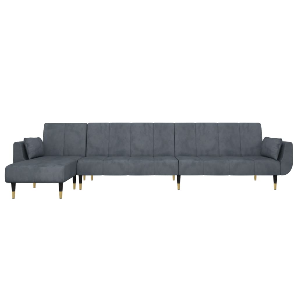 Divano Letto a L Grigio Scuro 275x140x70 cm in Velluto | homemem39