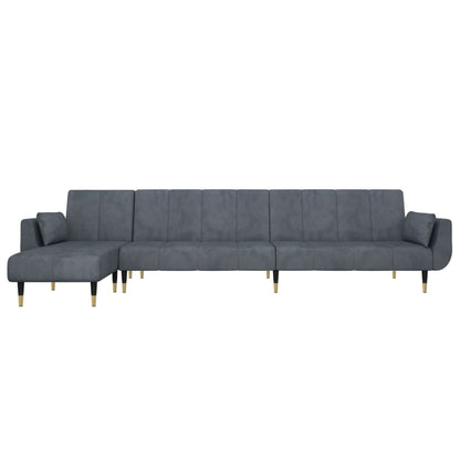 Divano Letto a L Grigio Scuro 275x140x70 cm in Velluto | homemem39