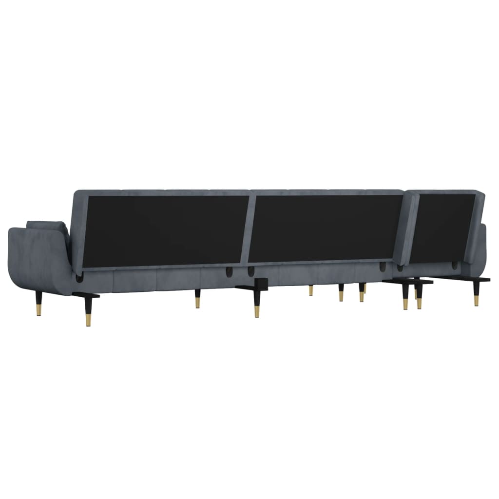 Divano Letto a L Grigio Scuro 275x140x70 cm in Velluto | homemem39