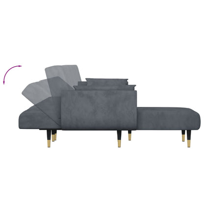 Divano Letto a L Grigio Scuro 275x140x70 cm in Velluto | homemem39