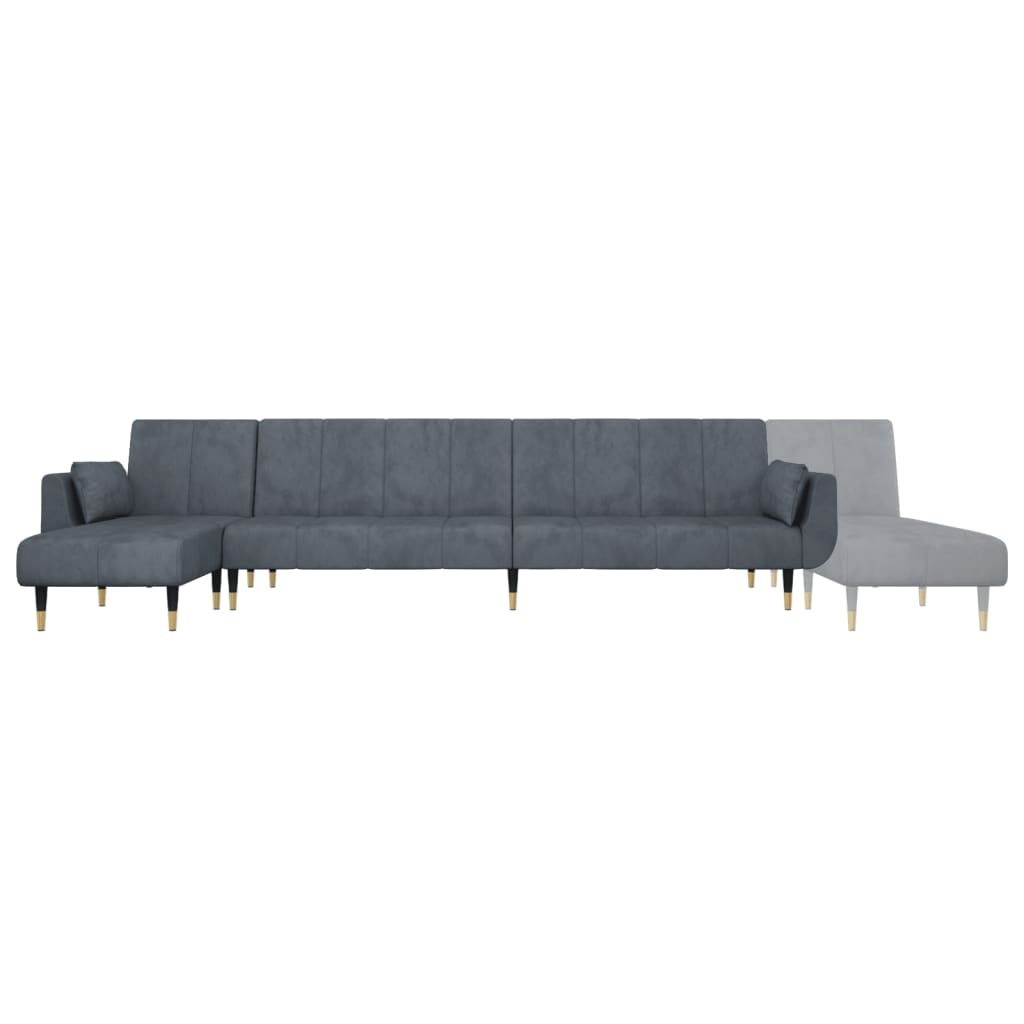 Divano Letto a L Grigio Scuro 275x140x70 cm in Velluto | homemem39