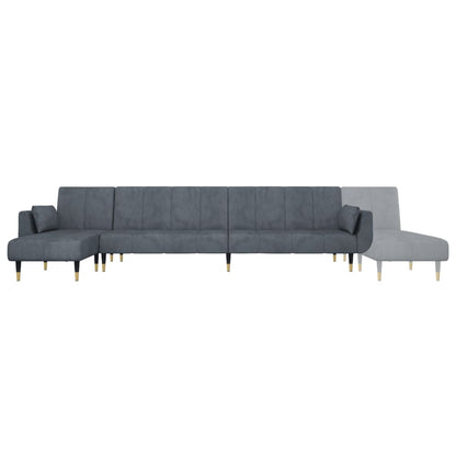 Divano Letto a L Grigio Scuro 275x140x70 cm in Velluto | homemem39