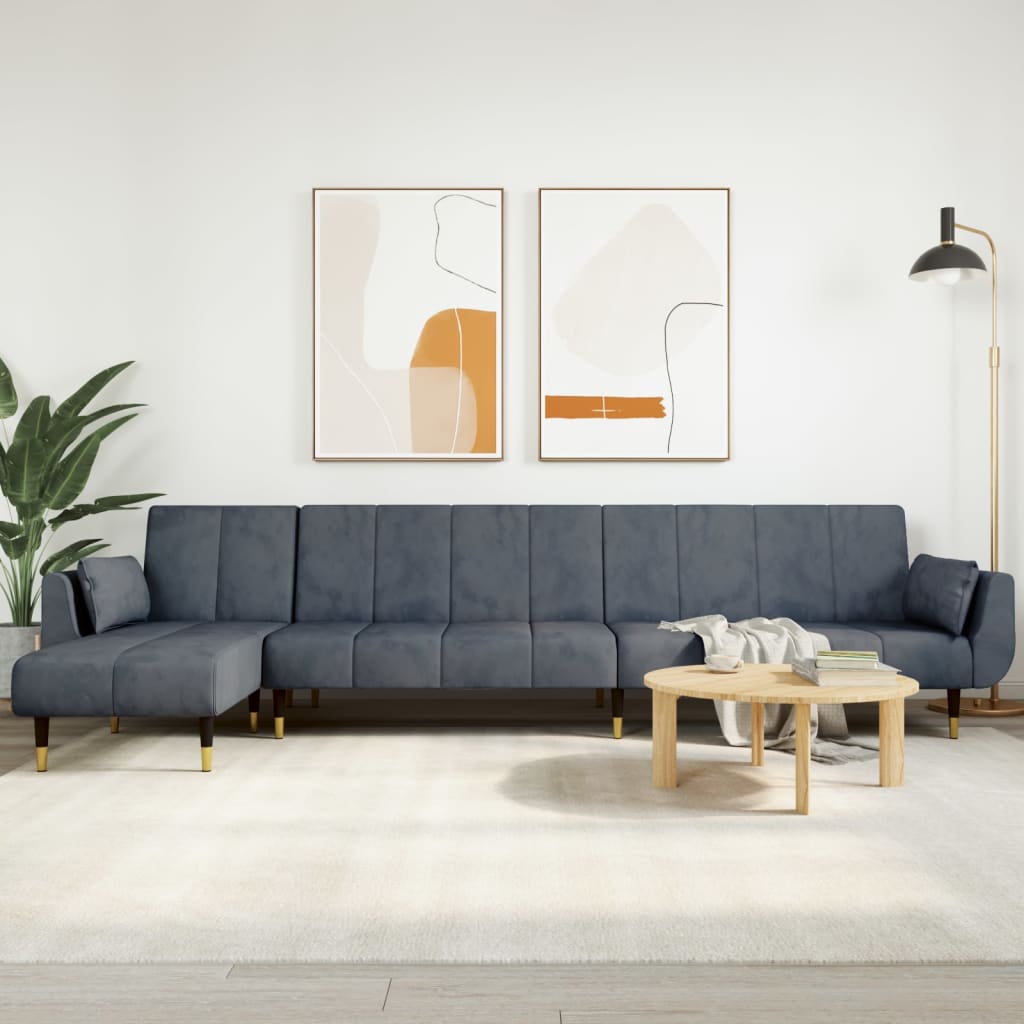 Divano Letto a L Grigio Scuro 275x140x70 cm in Velluto | homemem39