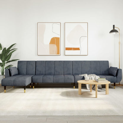 Divano Letto a L Grigio Scuro 275x140x70 cm in Velluto | homemem39