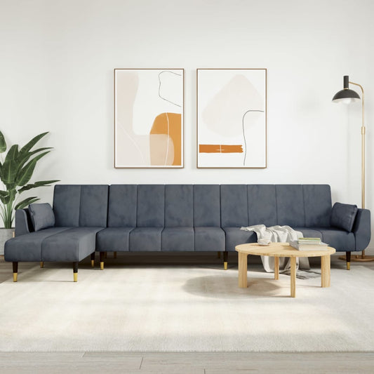 Divano Letto a L Grigio Scuro 275x140x70 cm in Velluto | homemem39