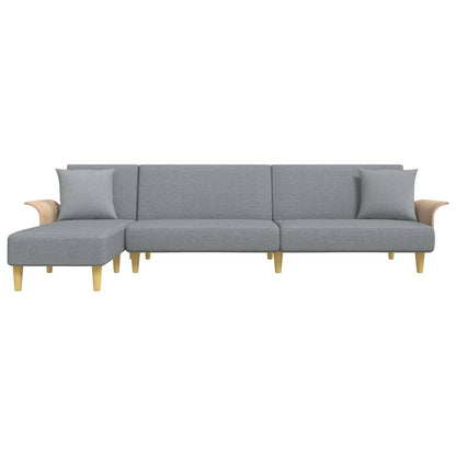 Divano Letto a L Grigio Chiaro 279x140x70 cm in Tessuto | homemem39