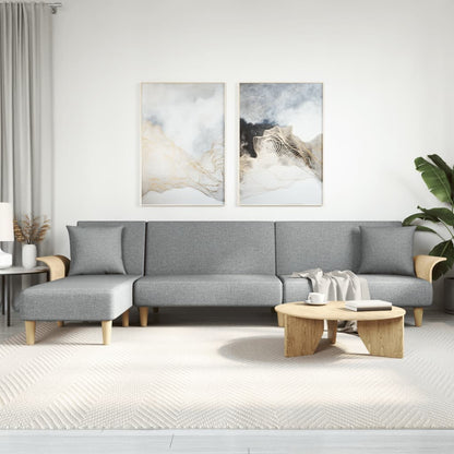 Divano Letto a L Grigio Chiaro 279x140x70 cm in Tessuto | homemem39