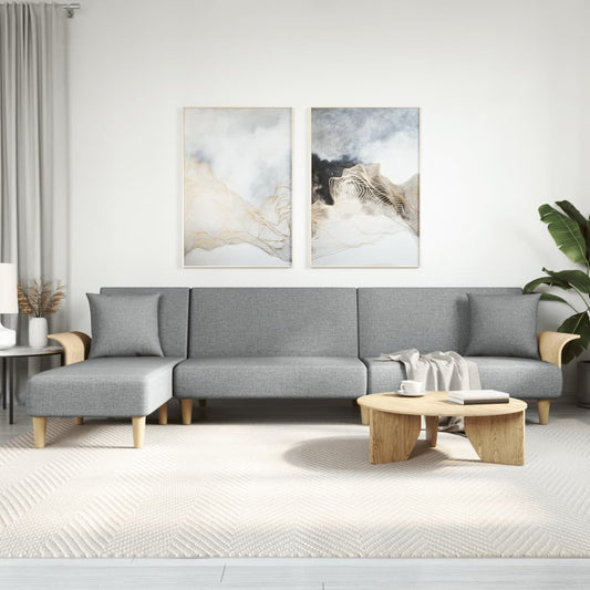 Divano Letto a L Grigio Chiaro 279x140x70 cm in Tessuto | homemem39