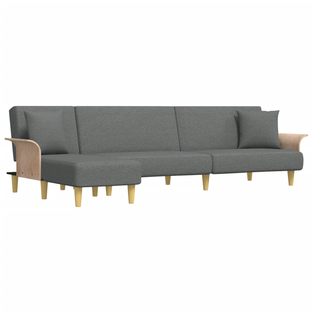 Divano Letto a L Grigio Scuro 279x140x70 cm in Tessuto | homemem39
